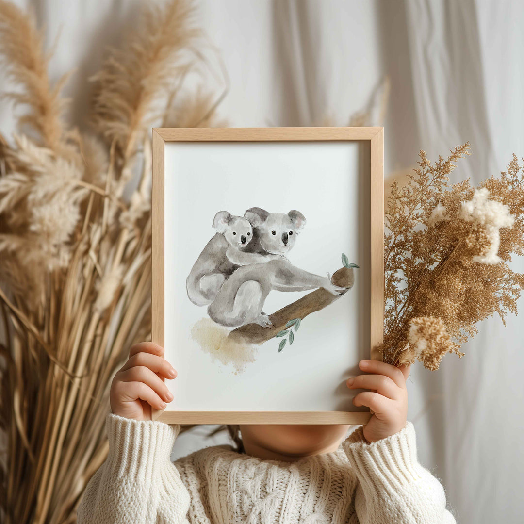 Affiche - animaux d'Australie - maman koala et son bébé