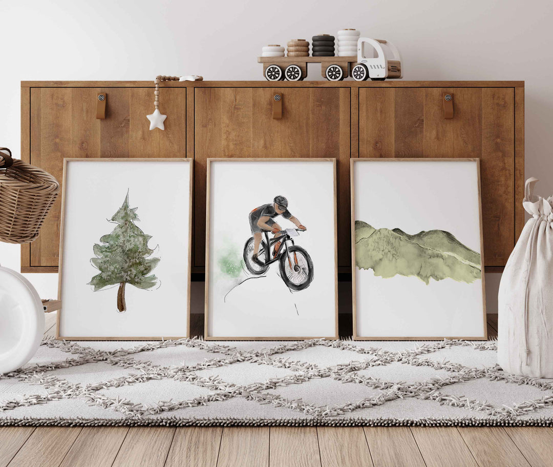 Affiche -  Trio d'affiches vélo de montagne