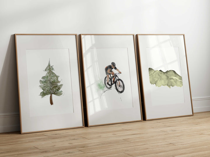 Affiche -  Trio d'affiches vélo de montagne