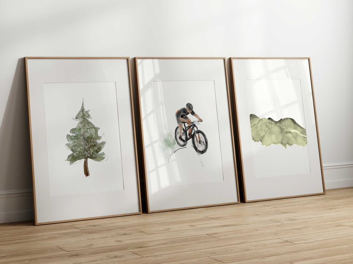 Affiche -  Trio d'affiches vélo de montagne